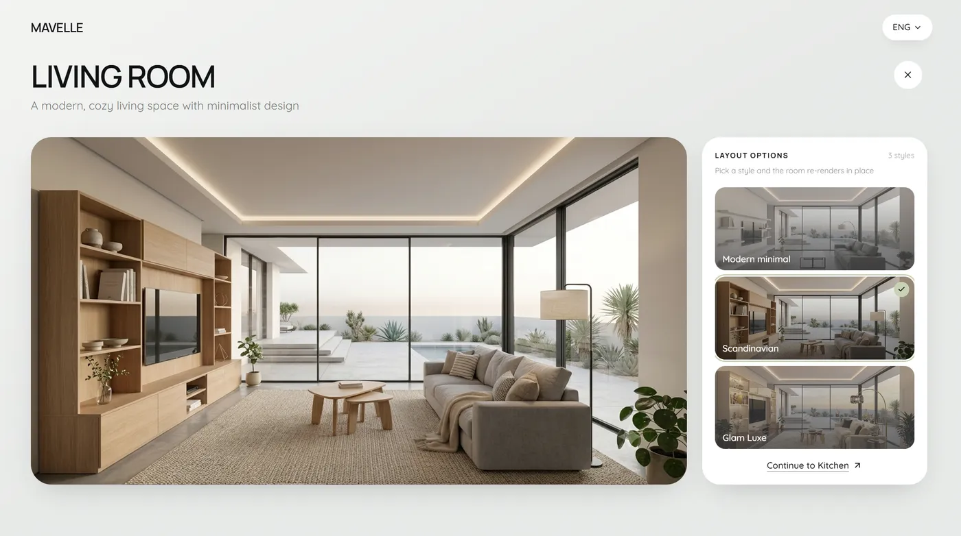 Three interior styles